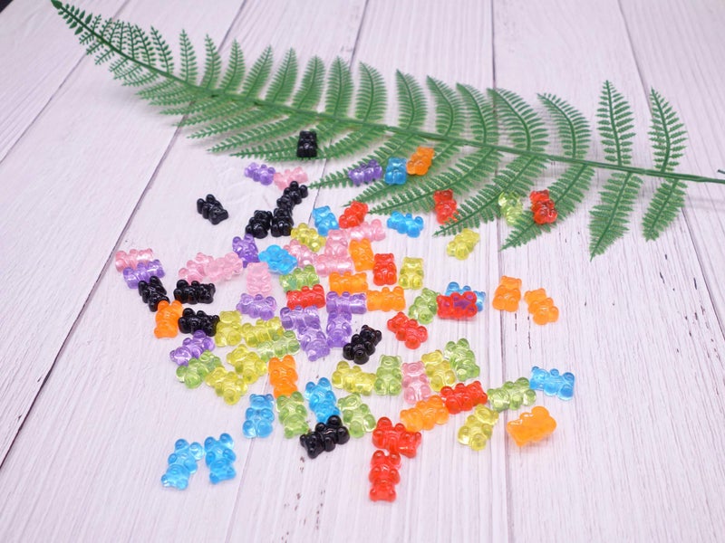 Smanzu 80 Pcs Candy Gummy Bear Charms Resin Bear Pendants for DIY Crafting Slime Dollhouse Decoration(Multi Colors) - Image 3